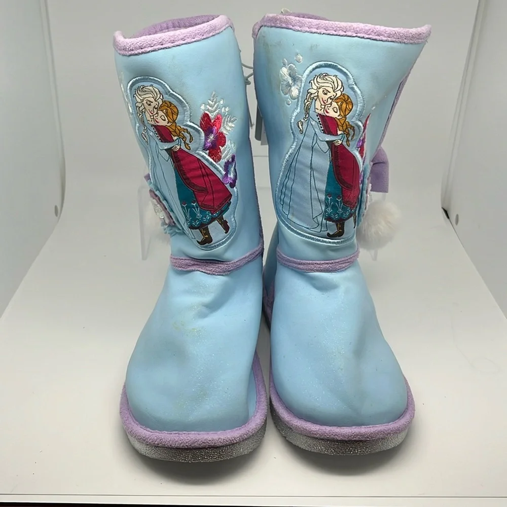 Disney Store Frozen‎ Anna & Elsa Winter Boots Faux Leather & Fur Lining Size 13